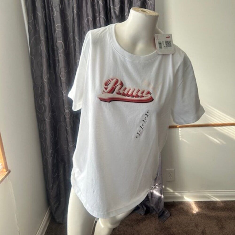 Puma White Vintage Screen Print tee, size L